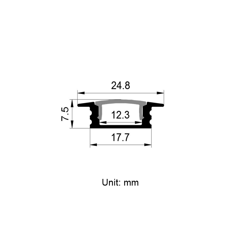 Recessed LED Aluminum Channel With Flange For 12mm LED Light Strips Recessed LED Aluminum Channel With Flange For 12mm LED Light Strips